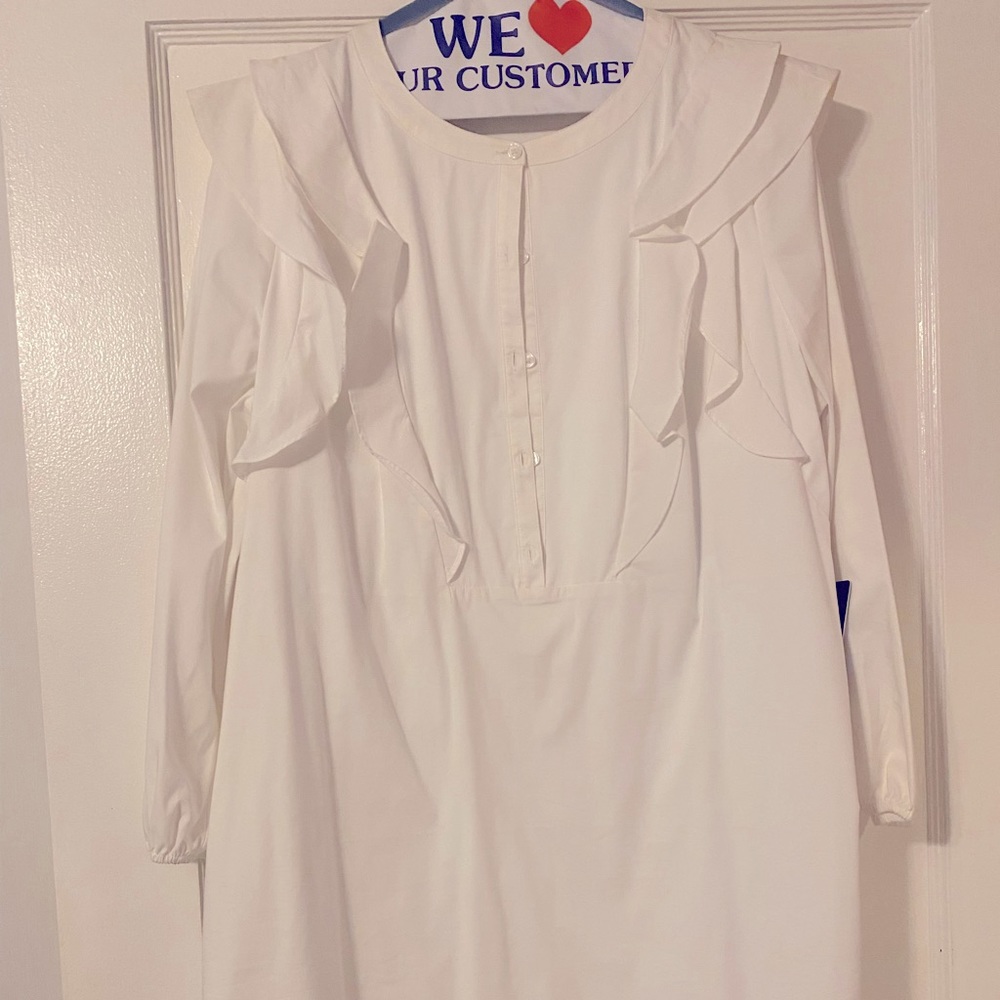 White cotton long sleeve dress